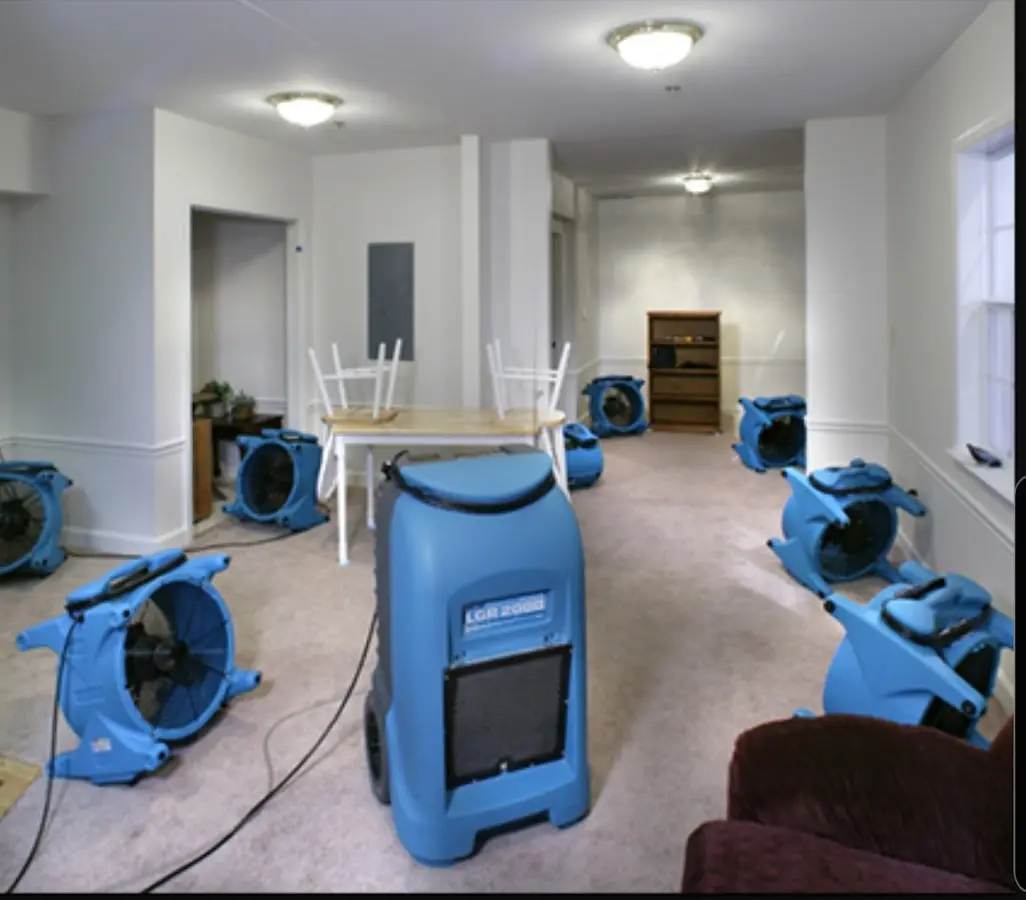 Air movers and dehumidifier setup for Water Extraction & Removal in Benton Harbor