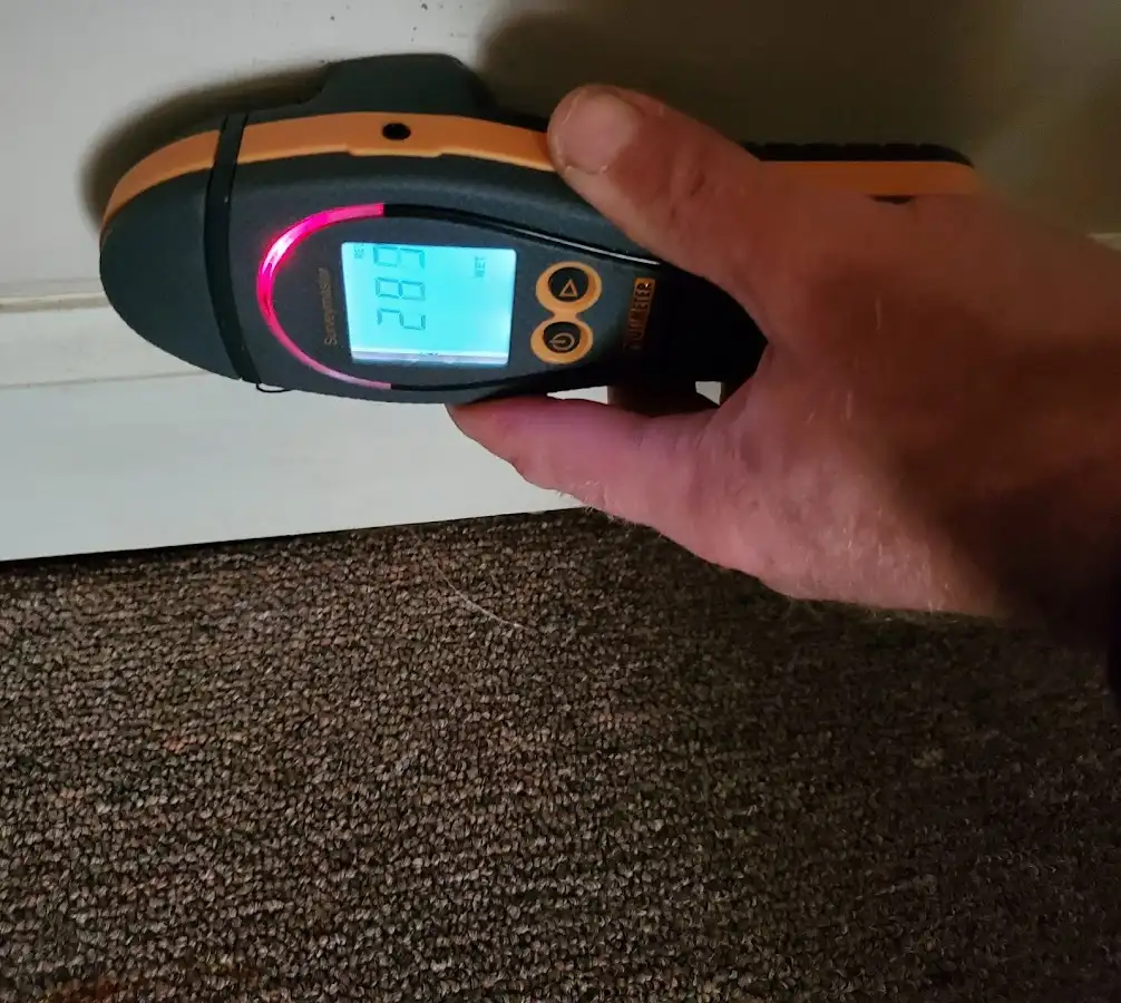 Moisture detection at baseboard during Storm Damage Restoration in Benton Harbor